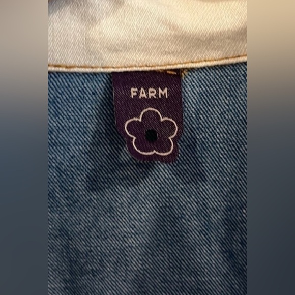 Farm Rio two tone lightweight jacket / button up cream blue coastal indie core - Picture 5 of 5